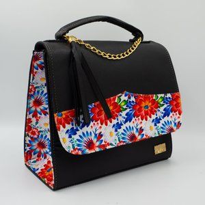 Faux Leather Crossbody Tote Bag